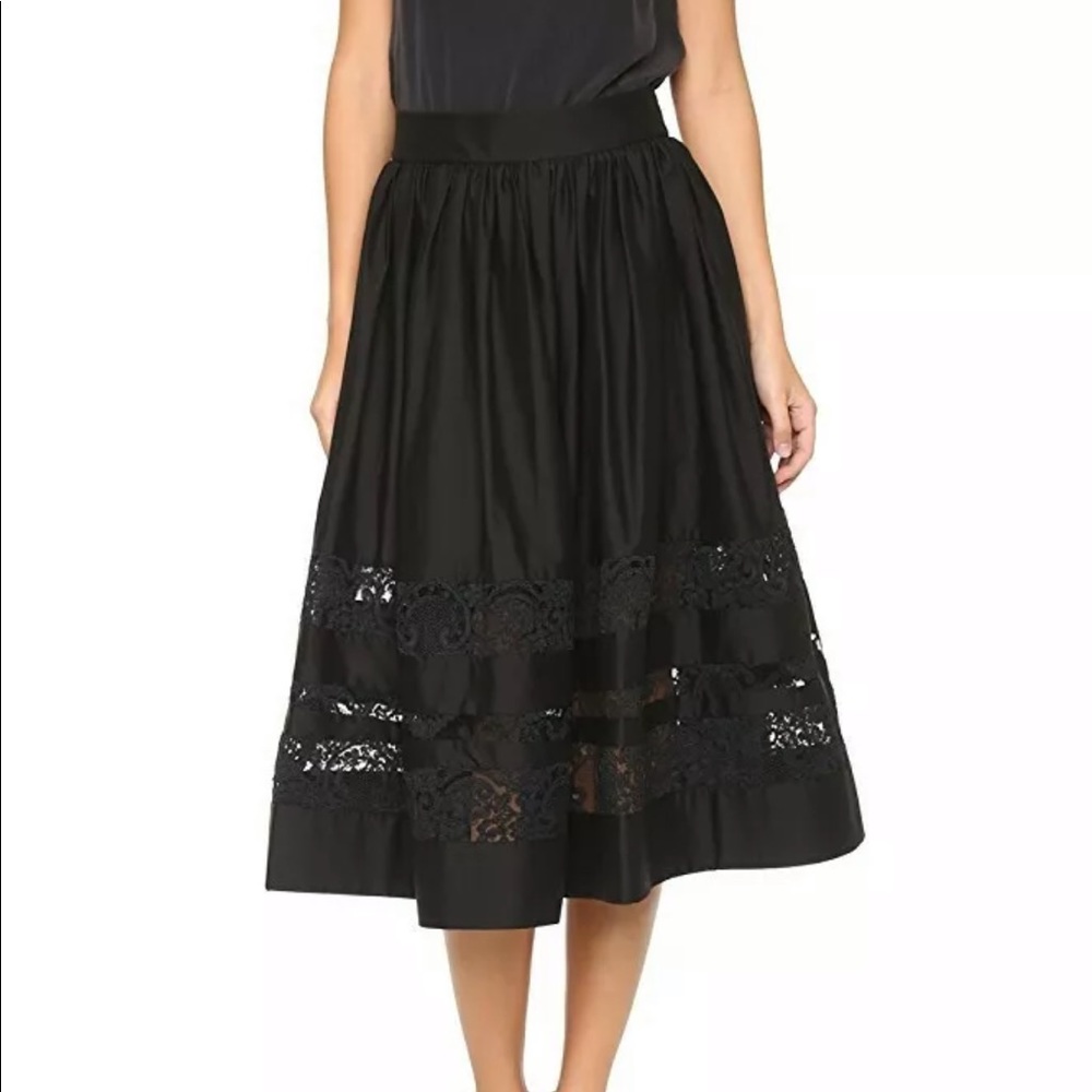 Alice + Olivia Tamira Black Lace Midi Skirt Sz. 4